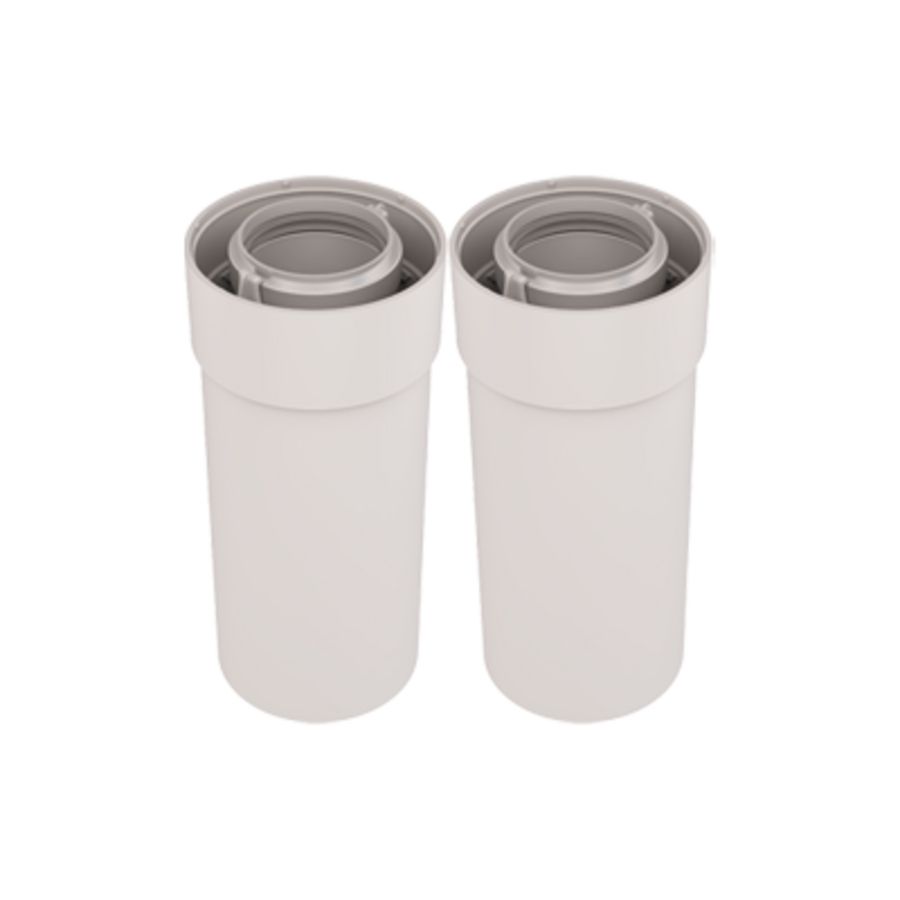 Set met 2 verlengpijpen UbiFit concentr. Push-Fit PP Ø60/100mm l=1000mm
