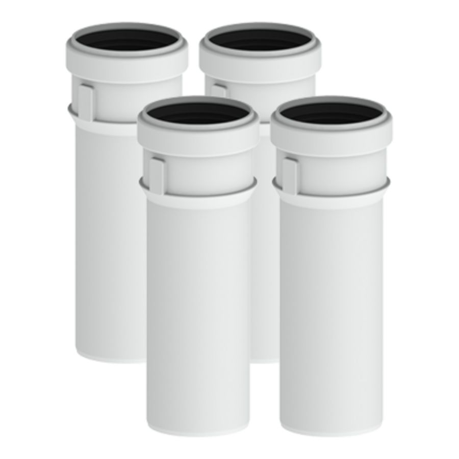 Set met 4 verlengpijpen Safe-PP PP 80mm L=250mm wit