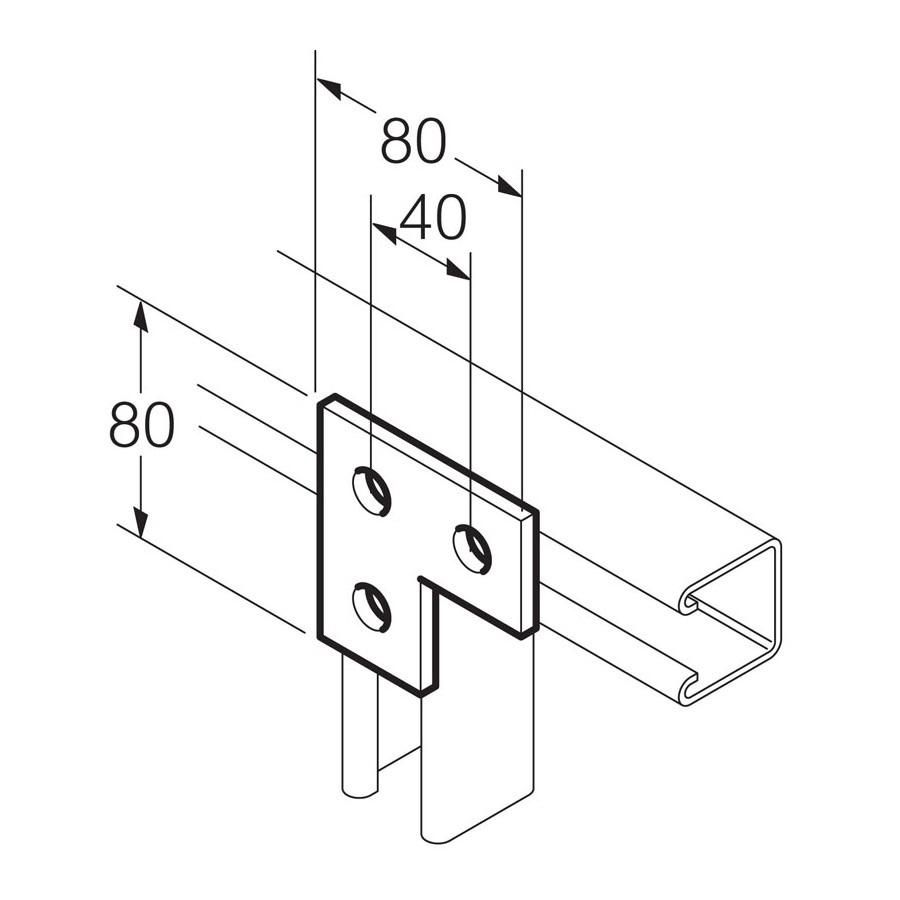 Bevestigingshoek verticaal Thvz 82x82/41