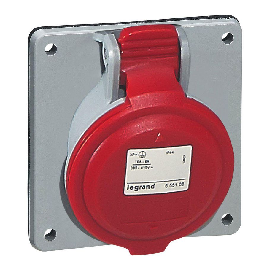 Inbouw WCD 400V 32A 4P IP44 kunstst. rood 555288 P17