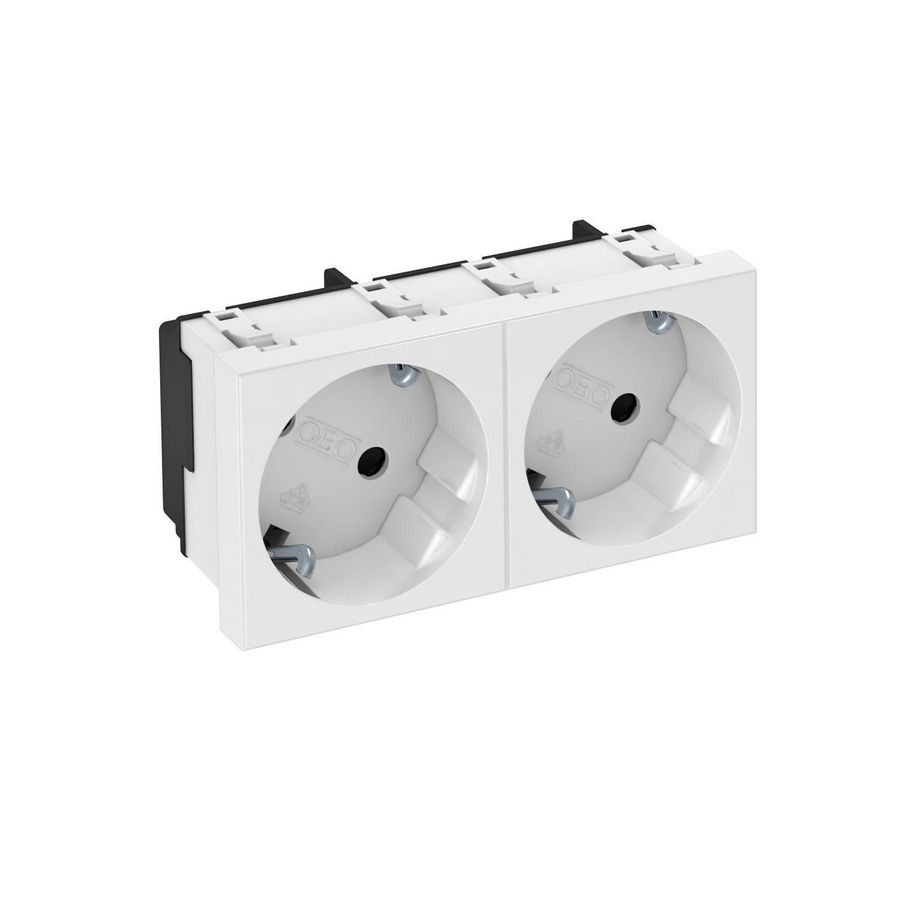 Contactdoos 2-vdg 33gr 250V 10/16A carbonaat puur wit