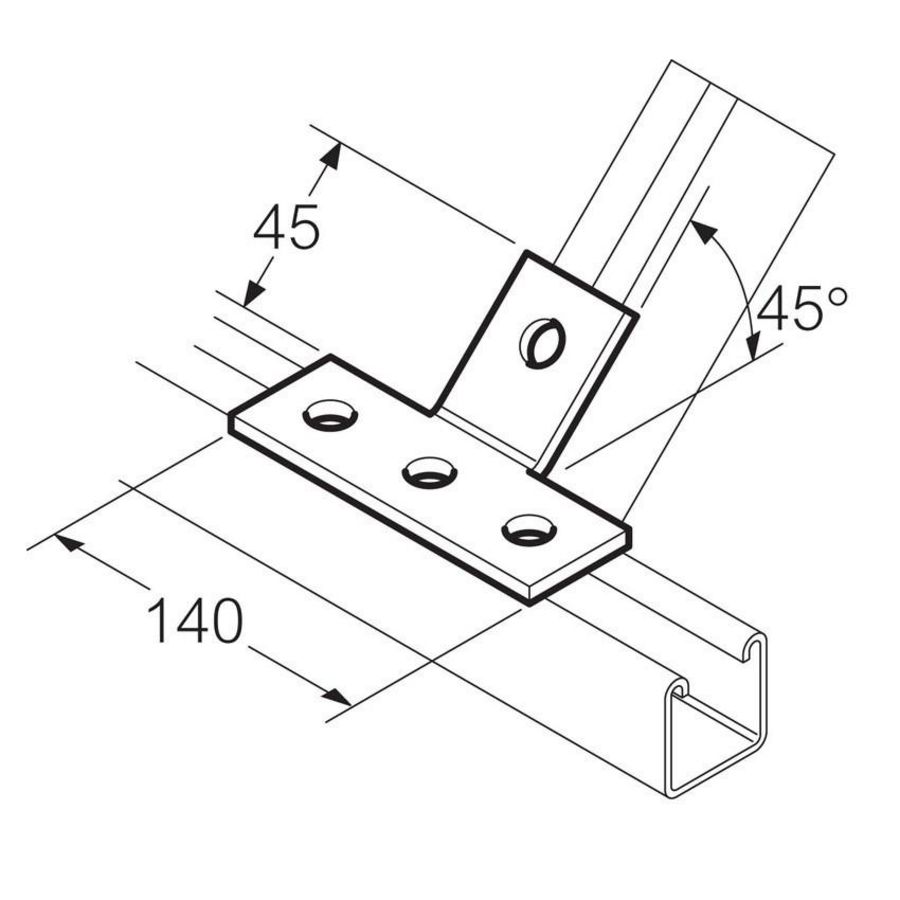 Bevestigings T-stuk 45gr.Thvz