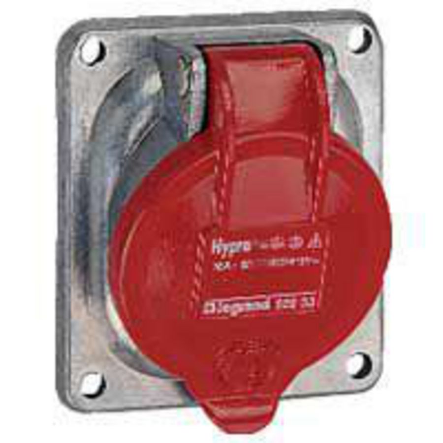 Inbouw Wandcontactdoos 400V 32A 4P IP44 metaal rood Hypra