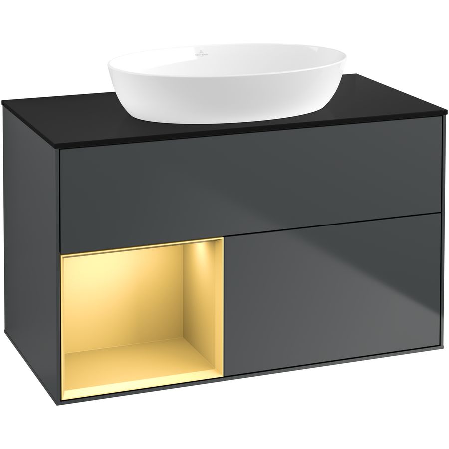 Wastafelonderkast Finion 1000x603x501mm Mid.Blue Matt Lacquer GA12HFHG