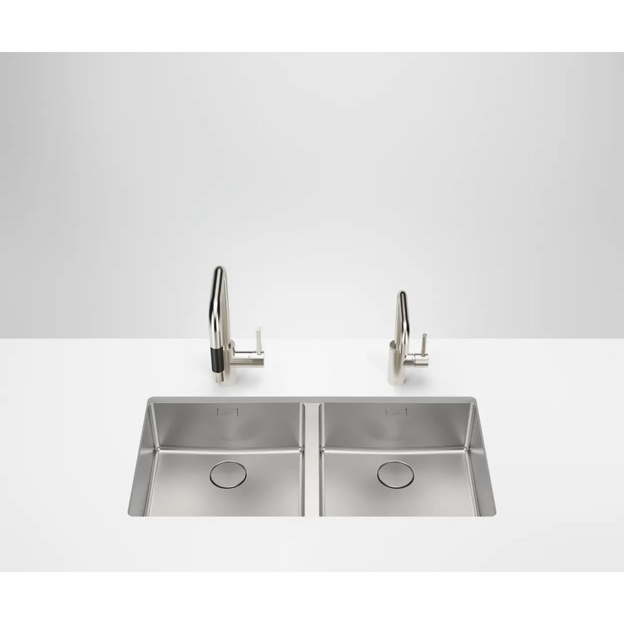 Dubbele spoelbak-RVS gebor