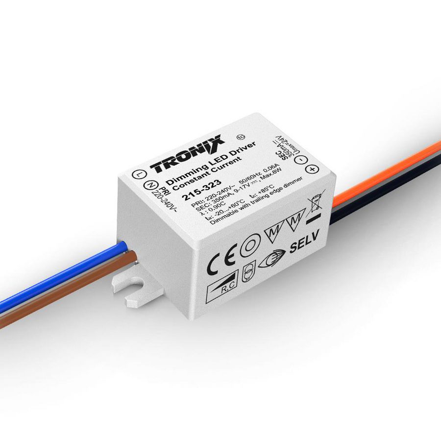 Voeding LED 350mA 6W IP20 flikker vrij dimbaar