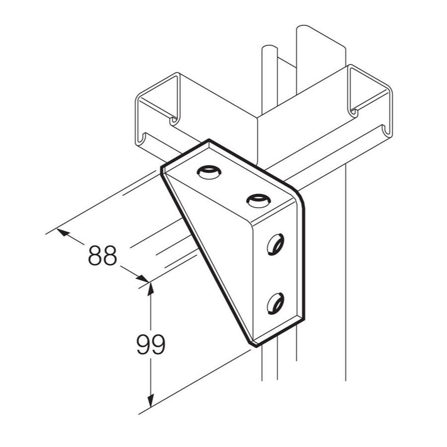 Bevestigingshoek versterkt RVS316 4gats 102x102