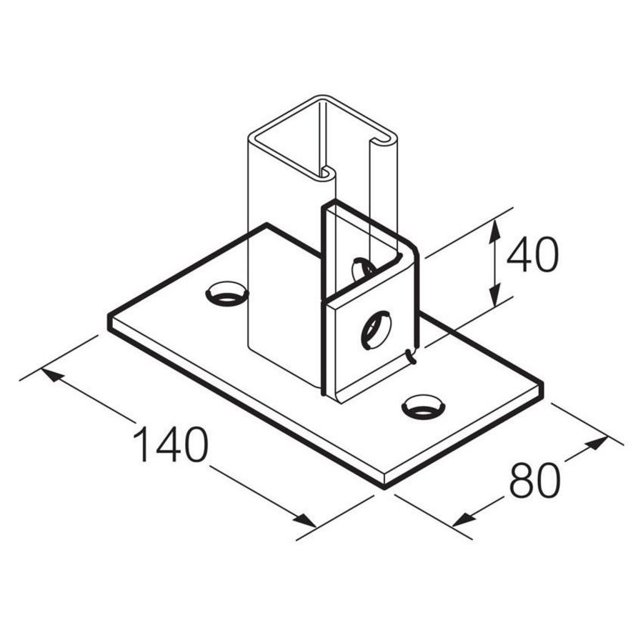 Bevestigings-/grond-/plafondplaat Thvz C41x41