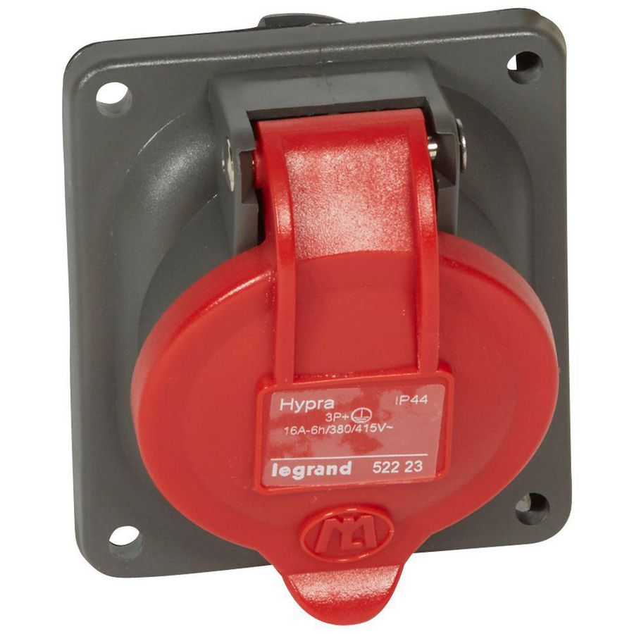 Inbouw contactdoos 400V 16A 4P IP44 kunstst. Rood 052223 Hypra