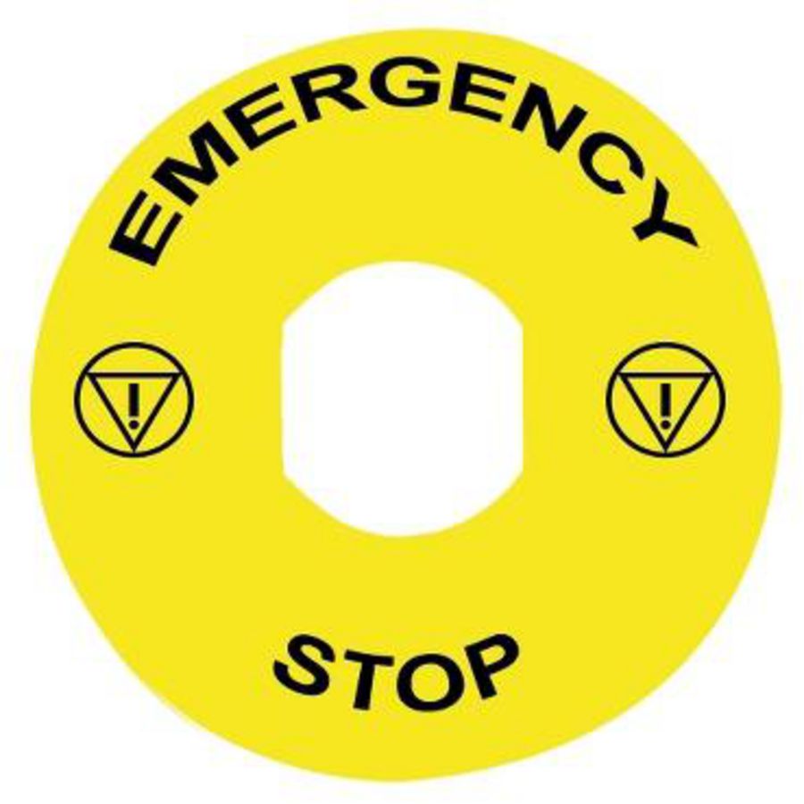 Etiket 90mmEMERGENCY STOP" Geel Harmony XB4/XB5 VVE=10