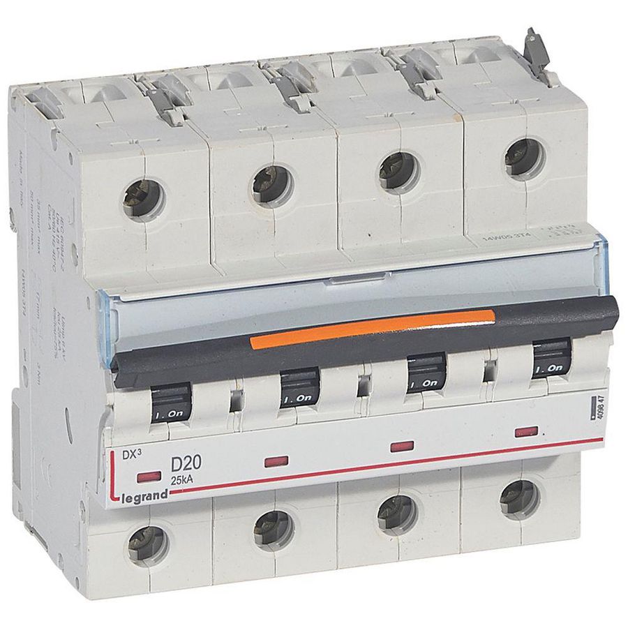 Installatieautomaat 4-polig D-karakteristiek 20A 25kA DX³ DIN