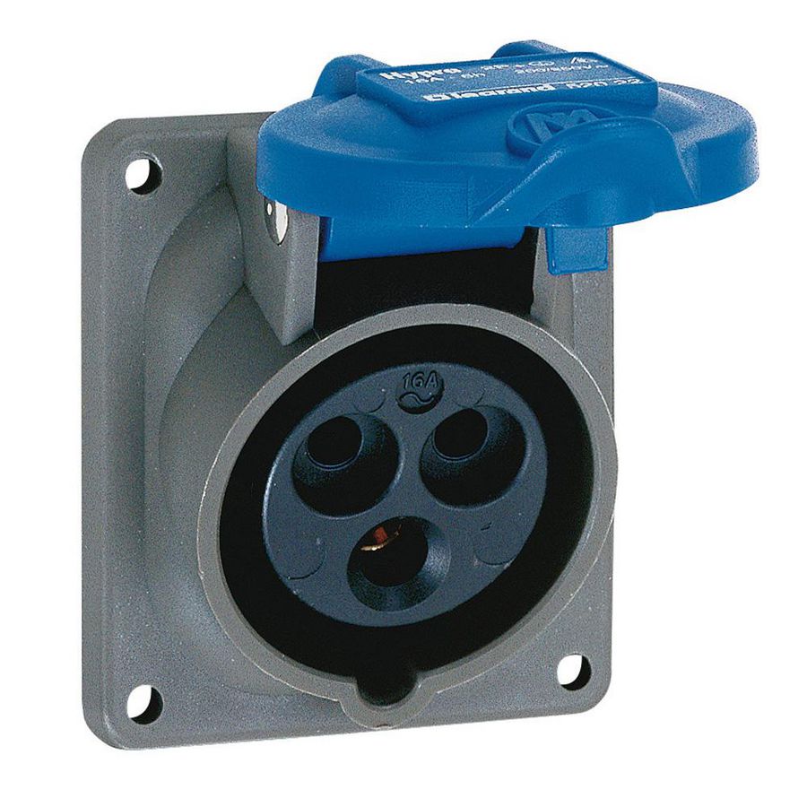Inbouw contactdoos 230V 16A 3P IP44 kunstst. blauw 052018 Hypra