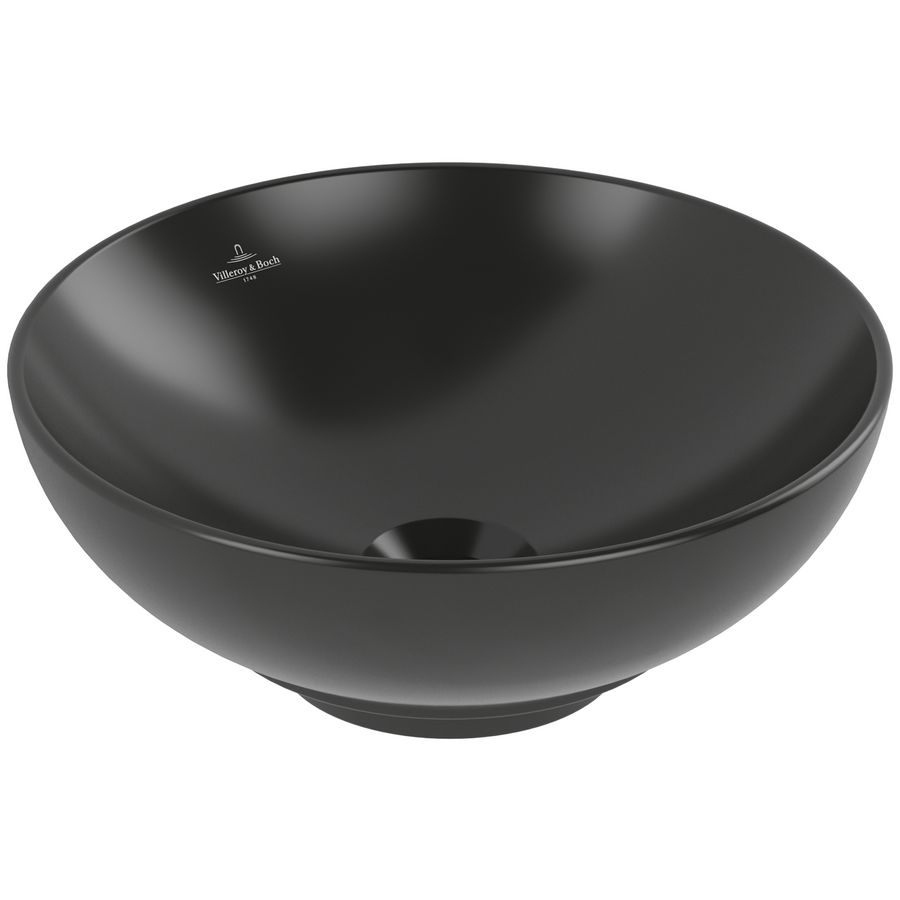 Loop & Friends opzetwastafel Ø380mm Pure Black C+ met overloop