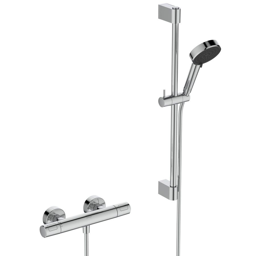 Douchethermostaatset CERATHERM T25N chroom + glijstang ALU+ 600mm 8l/min. 150mm incl. s-koppeling