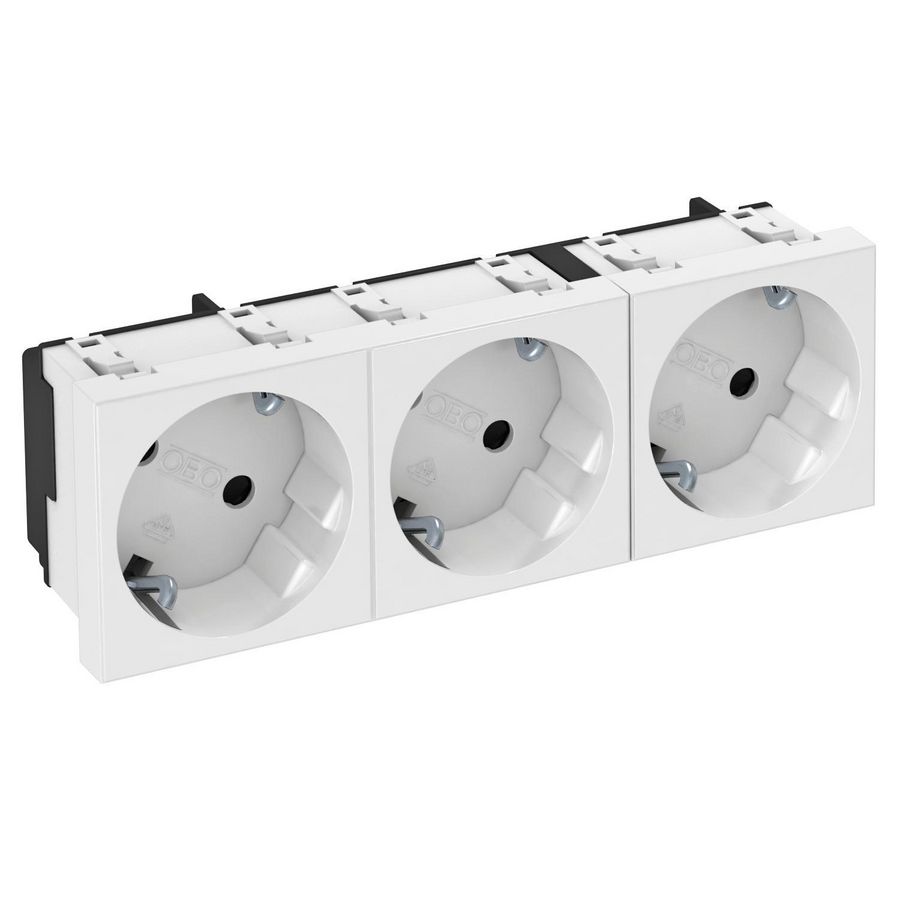 Contactdoos 3-vdg 33gr 250V 10/16A carbonaat puur wit