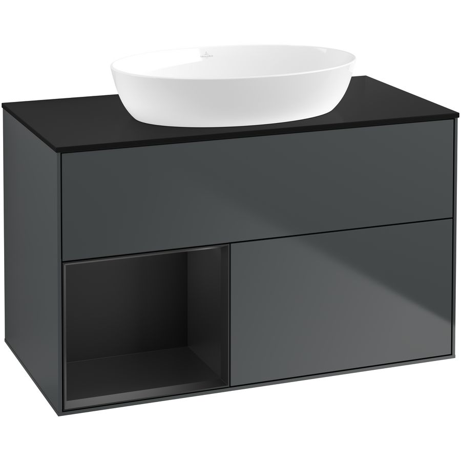 Wastafelonderkast Finion 1000x603x501mm Mid.Blue Matt Lacquer GA12PDHG