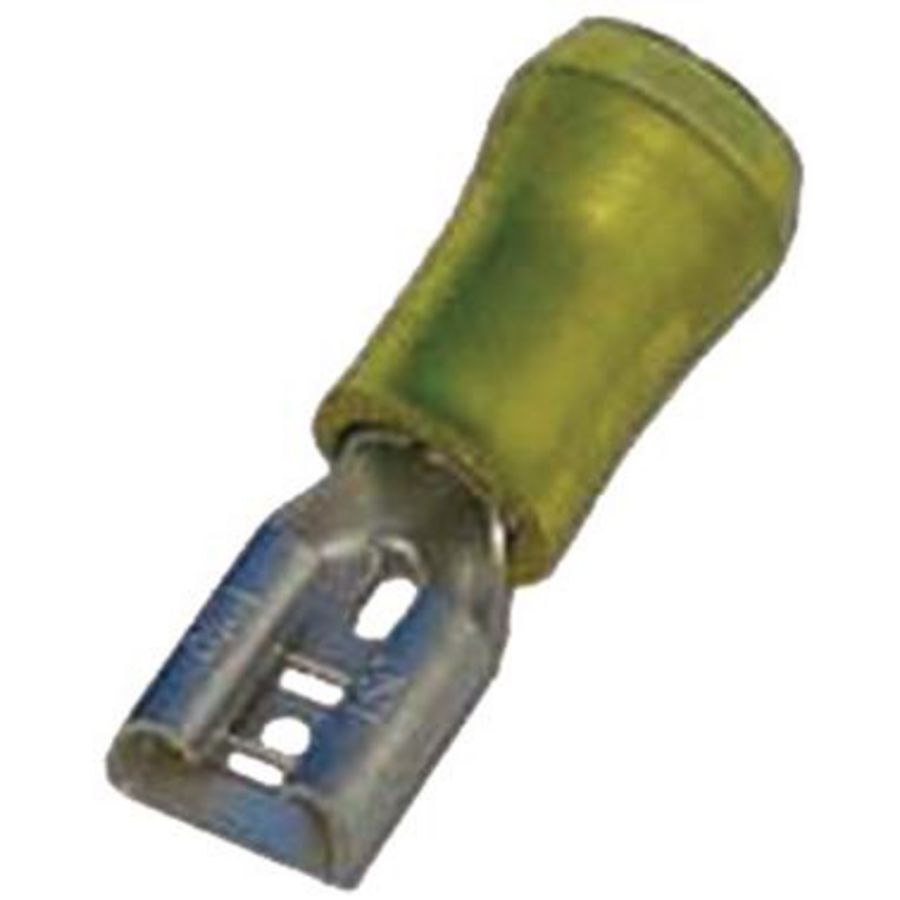 Geisoleerd vlaksteekhuls 4-6mm² 6,3x0,8 geel tinbr. VVE=100