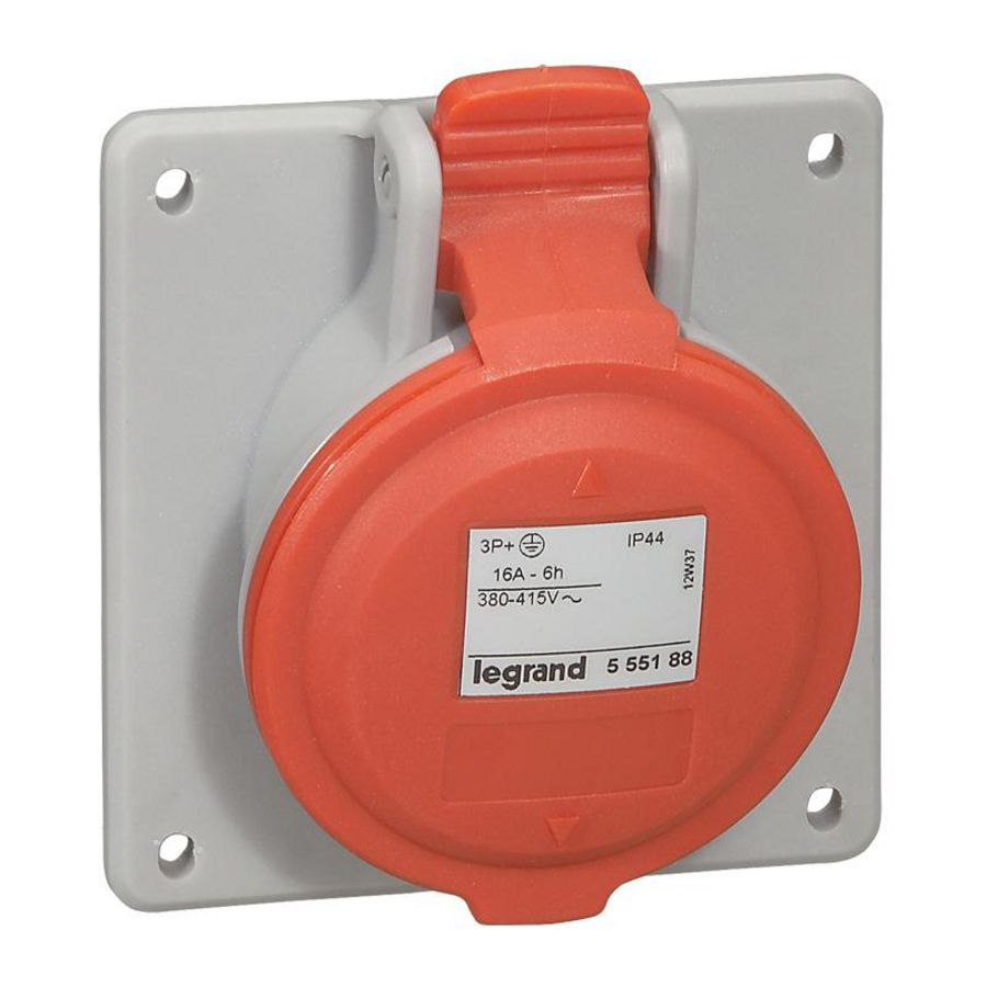 Inbouw Wandcontactdoos 400V 16A 5P IP44 kuns.rood P17 VVE=10