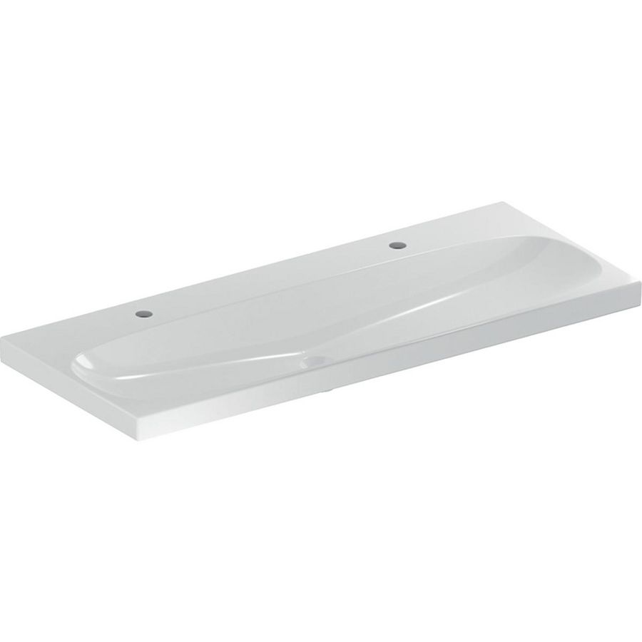 Acanto wastafel 120x48,2cm met 2x kraangat zonder overloop wit
