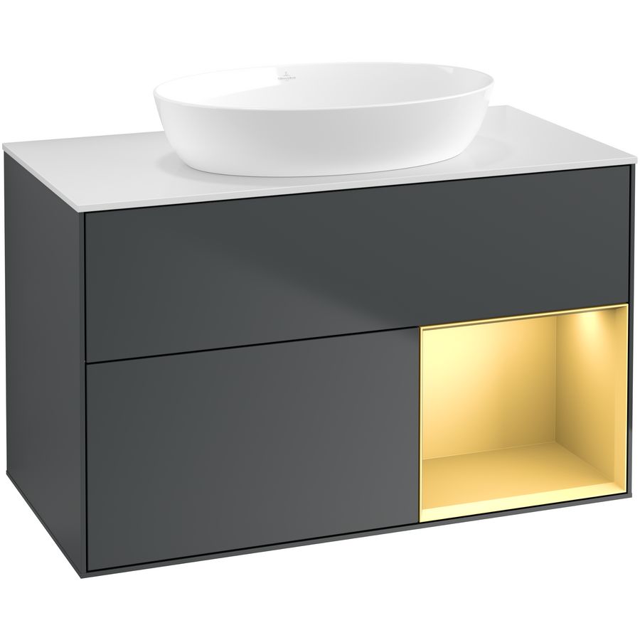 Wastafelonderkast Finion 1000x603x501mm Mid.Blue Matt Lacquer GA21HFHG