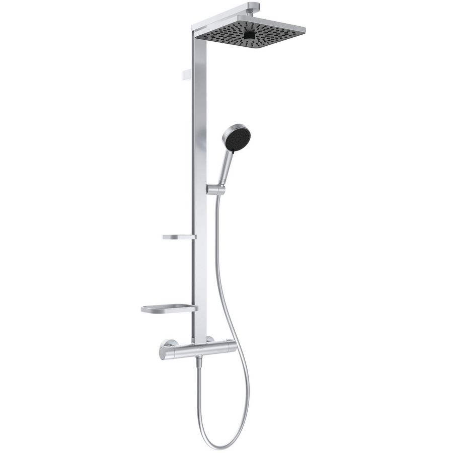 ceratherm alu+ douchesysteem 345x501x1113mm zilver afwerking, 12 l/min (3 bar) (vierkant)