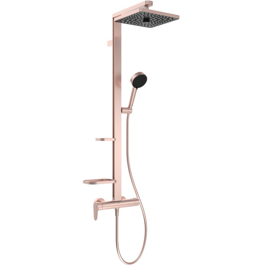 ceraflow alu+ douchesysteem 345x501x1113mm rose afwerking, 12 l/min (3 bar) (vierkant)