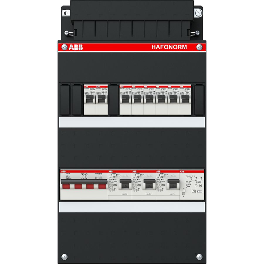 Installatiekast 8x achter 3x 30mA + T + HS 3-f