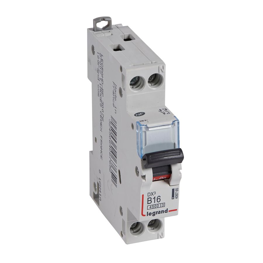 Installatieautomaat MCB DX³ 1-polig + Nul B-karakteristiek 16A 4500A VVE=10