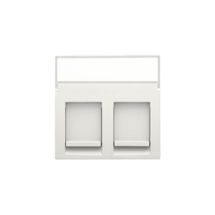 Centraalplaat data 2x RJ met tekstveld white