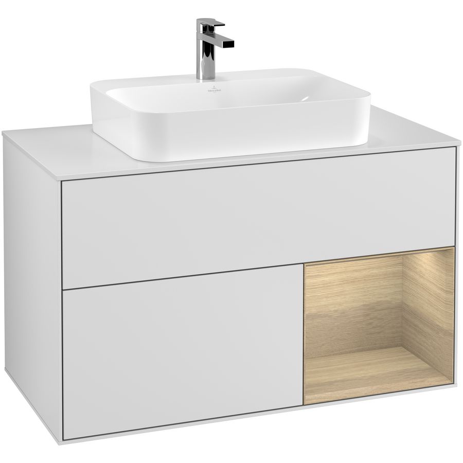 Wastafelonderkast Finion 1000x603x501mm White Matt Lacquer F371PCMT