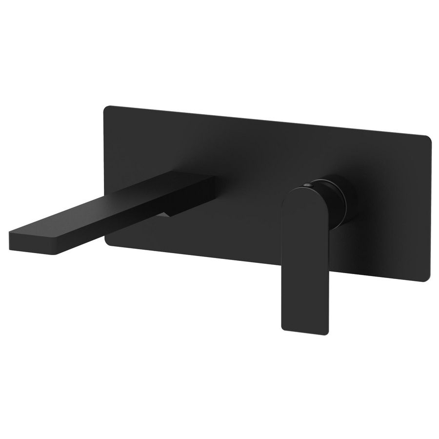 Inbouw wastafelkraan+uitloop 200mm rechthoekige muurplaat