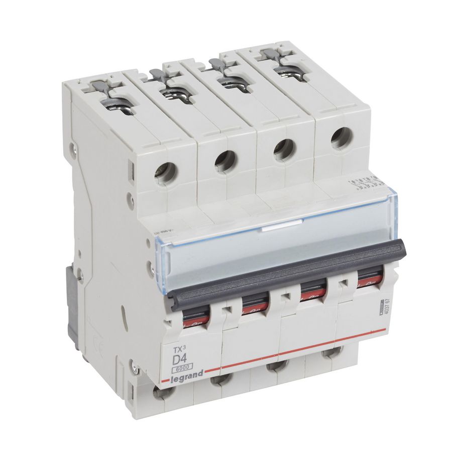 Installatieautomaat MCB TX3 4-polig D-karakteristiek 4A 6000A