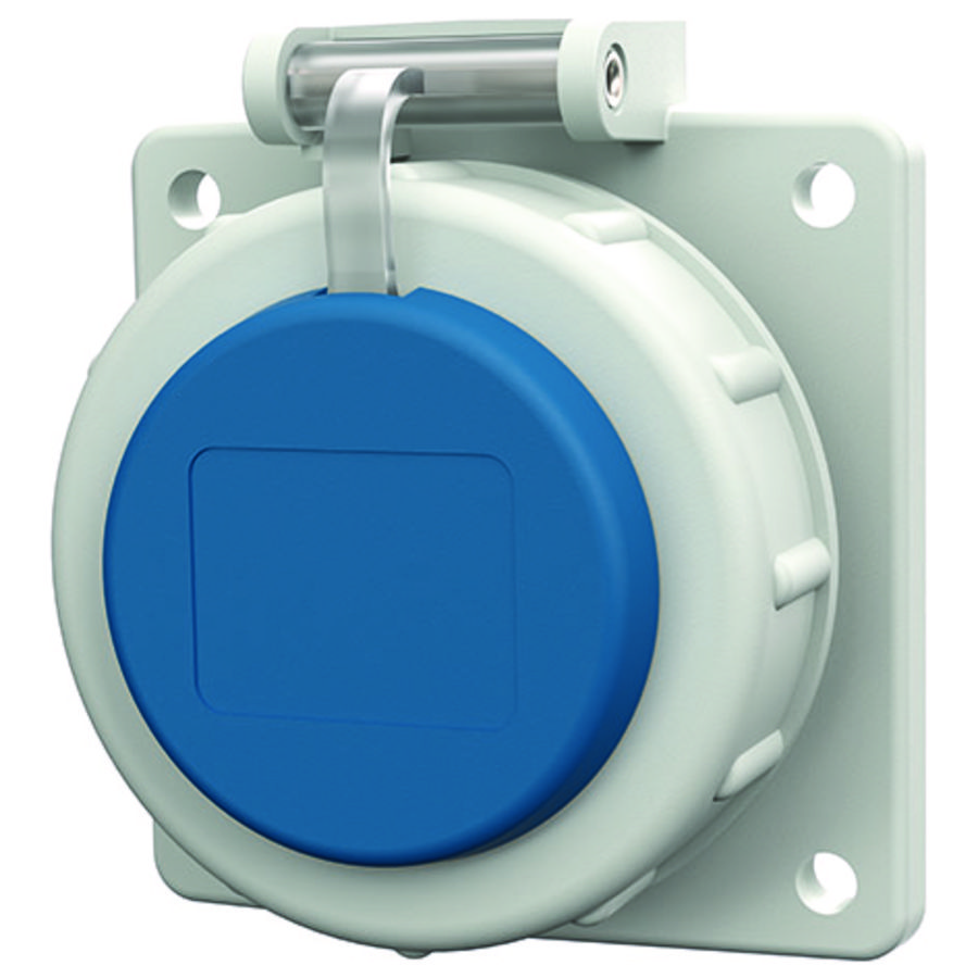 Inbouwwandcontactdoos 16A 2P+A 230V IP68 SCHUKO blauw