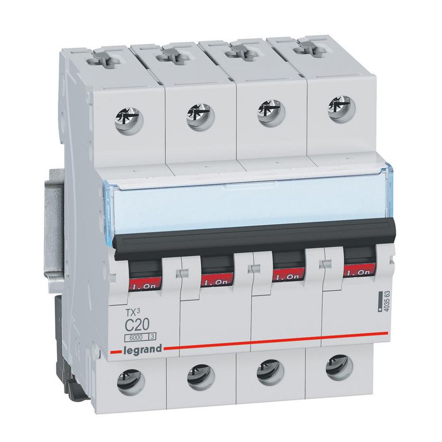 Installatieautomaat MCB TX3 4-polig C-karakteristiek 20A 6000A