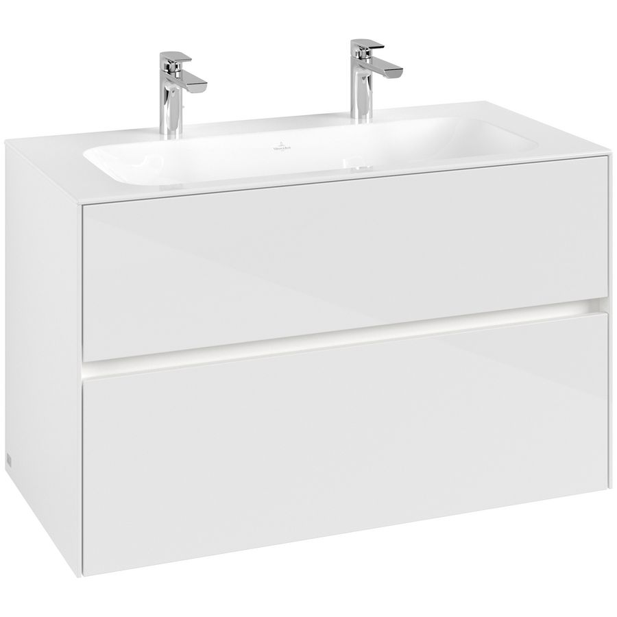 Wastafelondekast Collaro  996x603x498mm Glossy White