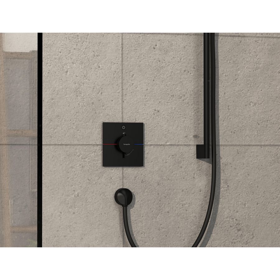 ShowerSelect Comfort E thermostaat afbouwdeel tbv inbouw voor 1 functie mat zwart