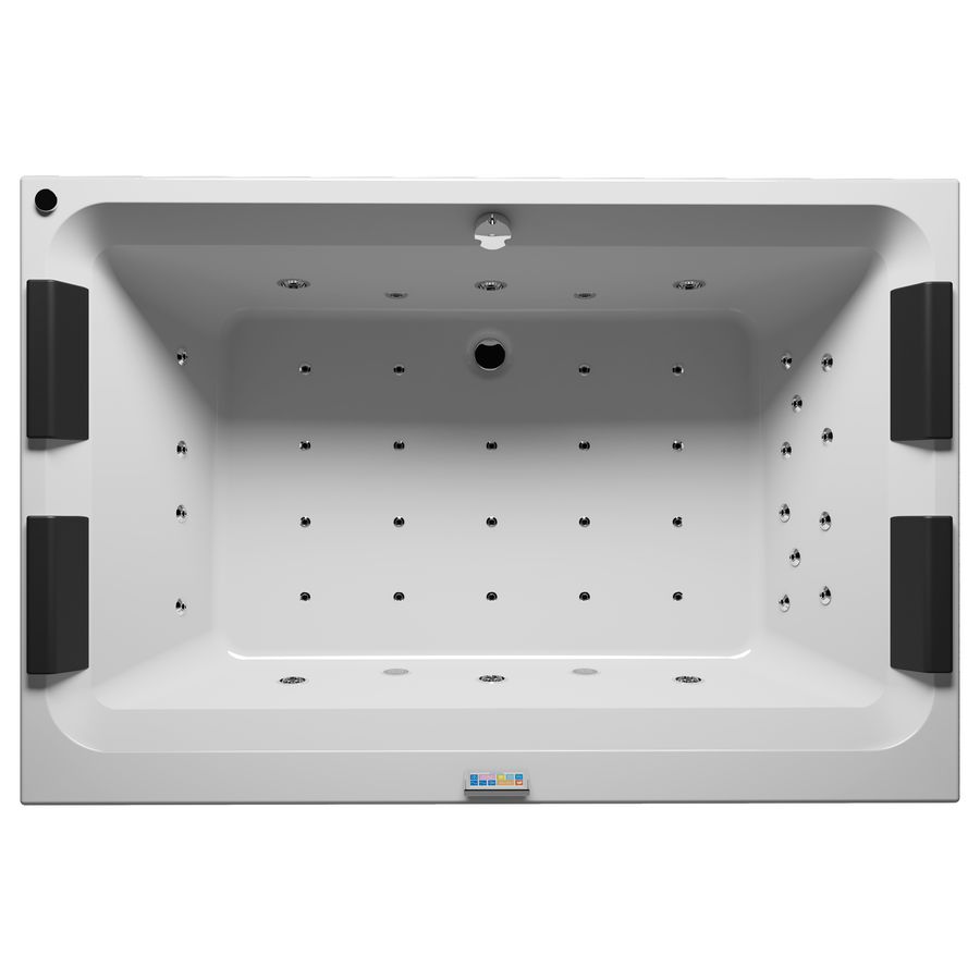 Whirlpool Thermae Olivia 180x120cm Touch+Heather rechts zwarte hoofdsteunen hoogglans wit