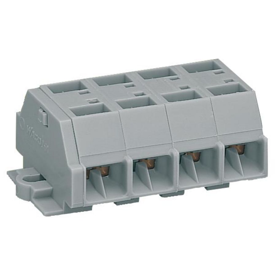 4-draads klemmenstrook +flens z. knop grijs 261-204 VVE=100