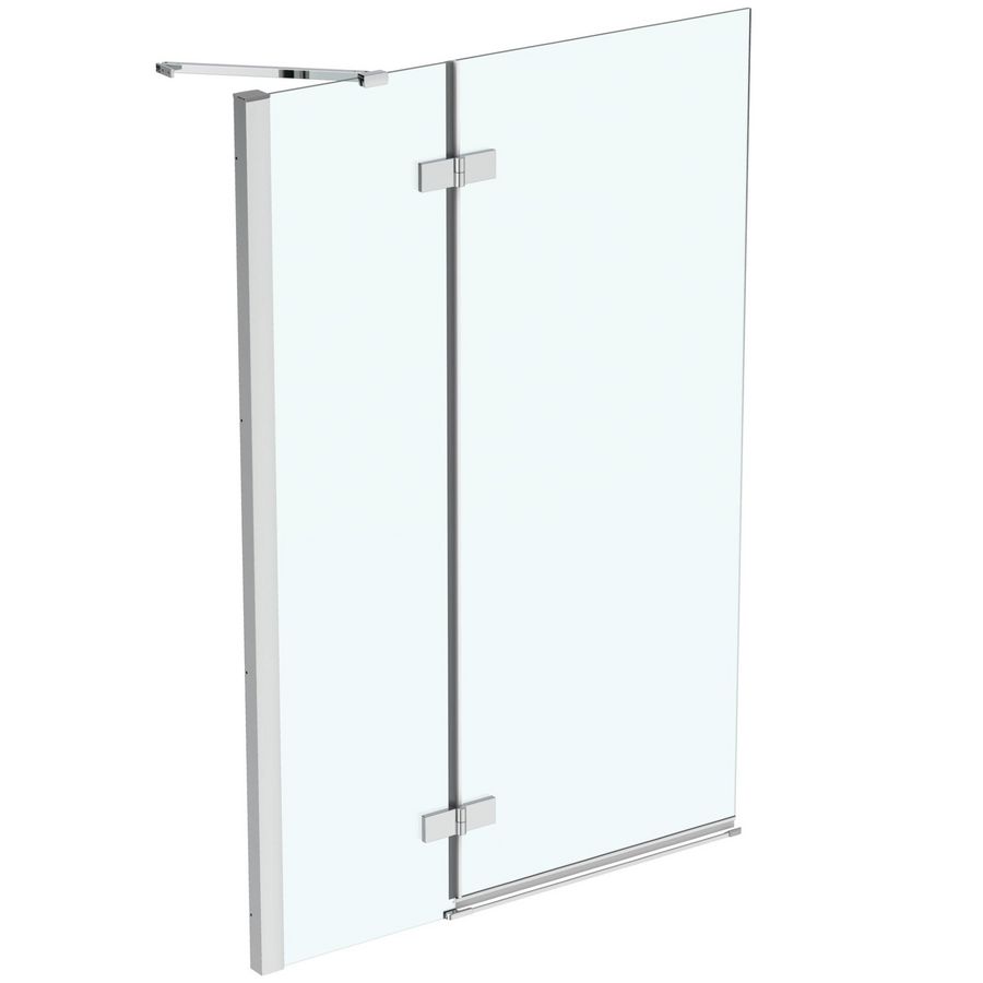 Badscherm/badklapwand I.LIFE 600x1500mm draaibaar paneel + 40cm vast deel scharnier links zilver