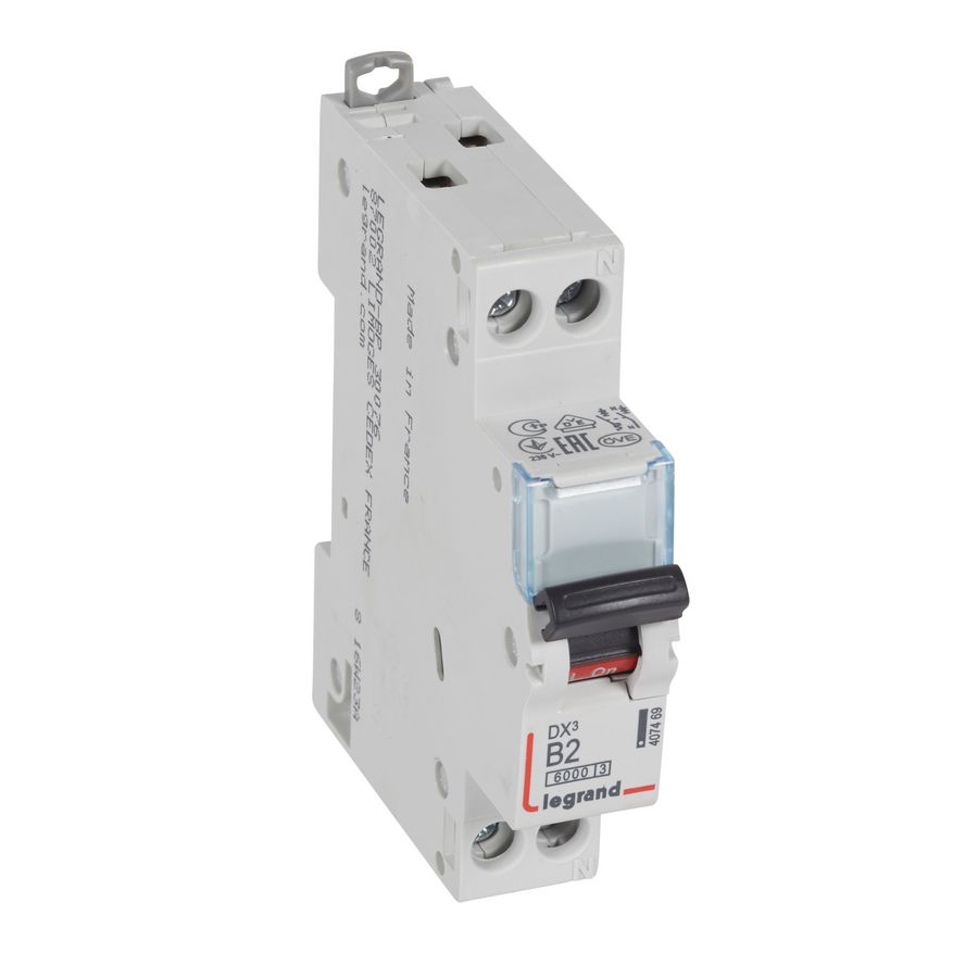 Installatieautomaat MCB DX³ 1-polig + Nul B-karakteristiek 2A 6000A