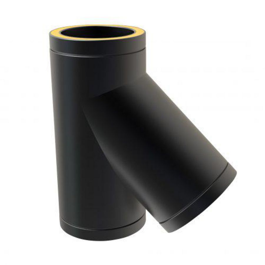 DW-KW Ø125mm T-stuk 135° mat zwart