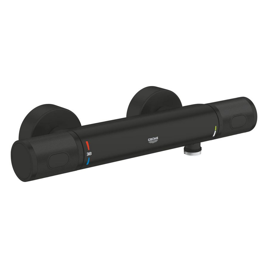 Douchethermostaatkraan hoh 150mm mat zwart incl. s-koppelingen