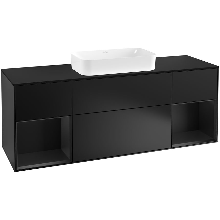 Wastafelonderkast Finion 1600x603x501mm Black Matt Lacquer G332PDPD