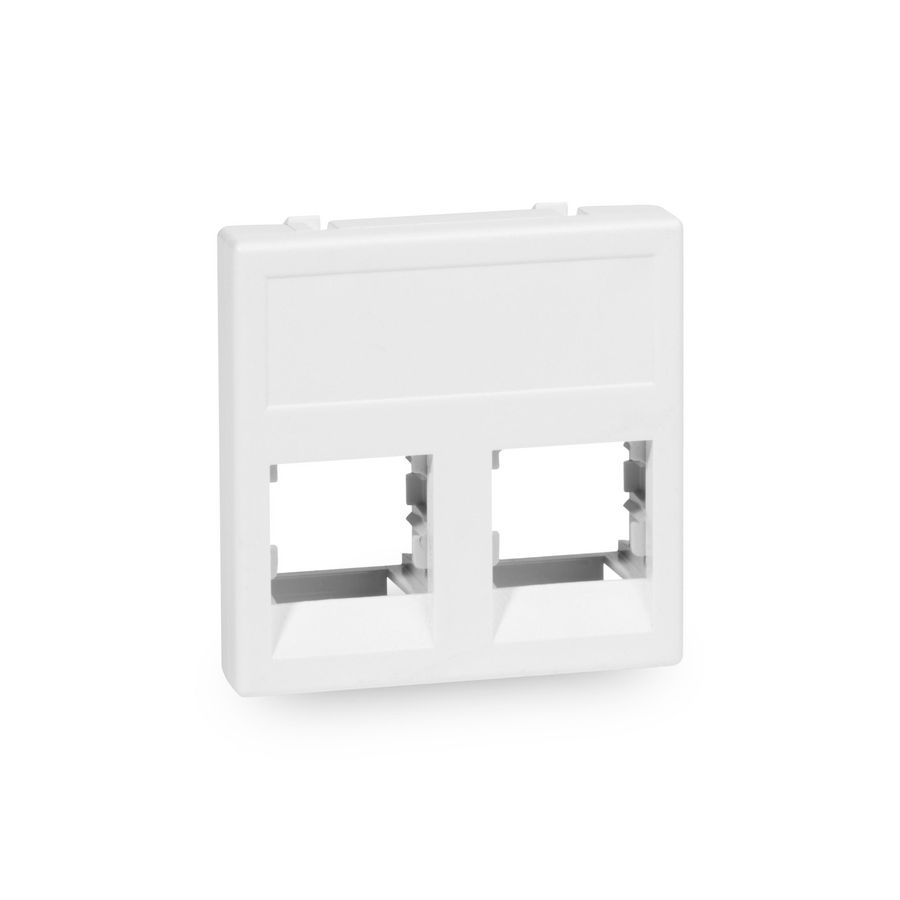 Inzetplaatje M45 tbv 2x RJ45 uitsp. wit RAL9003