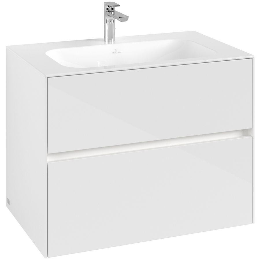 Wastafelonderkast Collaro 2x la (verlicht) 796x603x498mm Glossy White