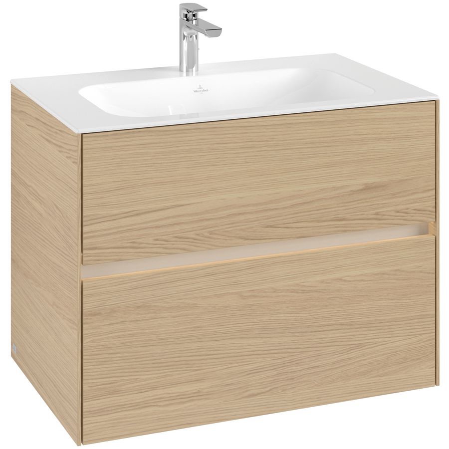 Wastafelonderkast Collaro 2x la (verlicht) 796x603x498mm Nordic Oak