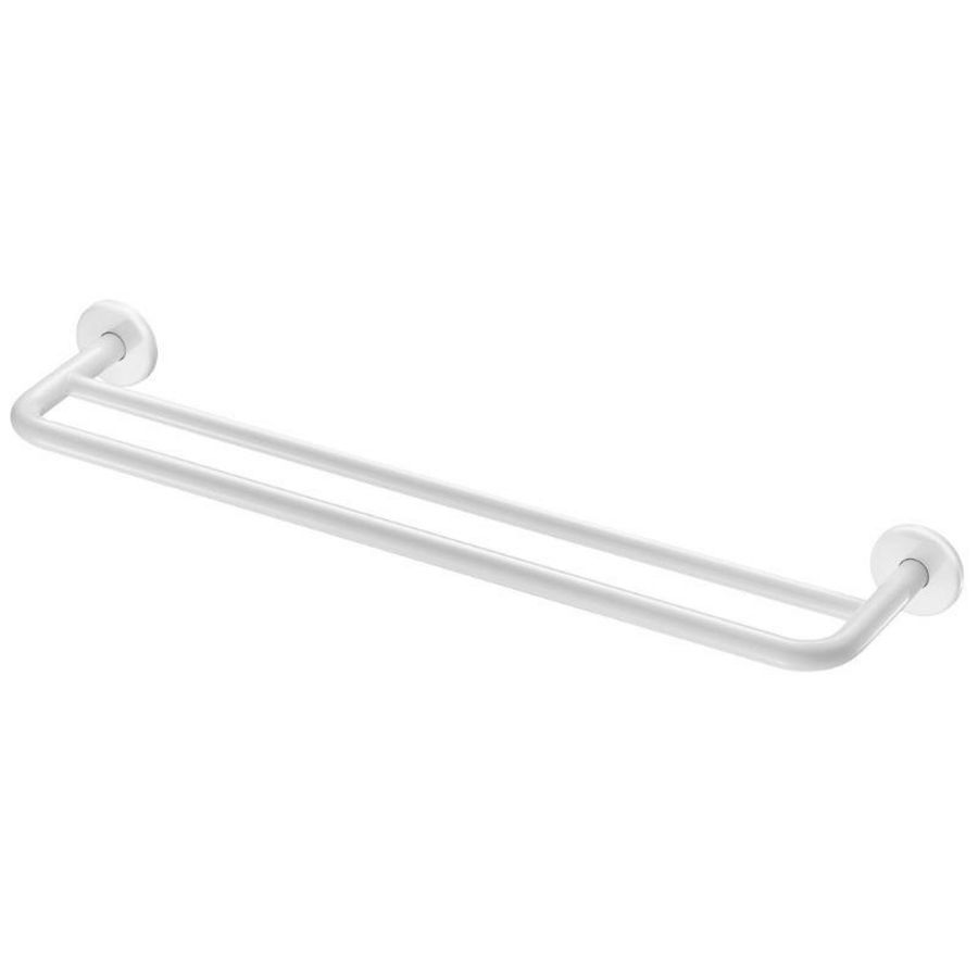 Handdoekbeugel 60cm dubbele stang wit epoxy