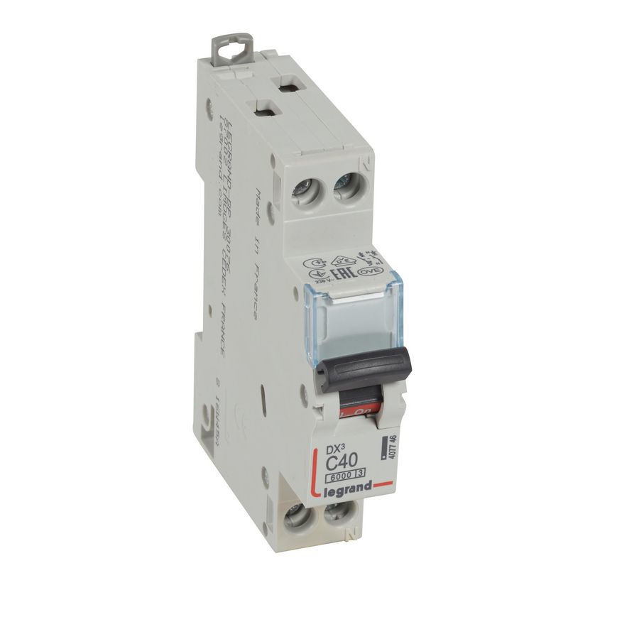 Installatieautomaat MCB DX³ 1-polig + Nul C-karakteristiek 40A 6000A