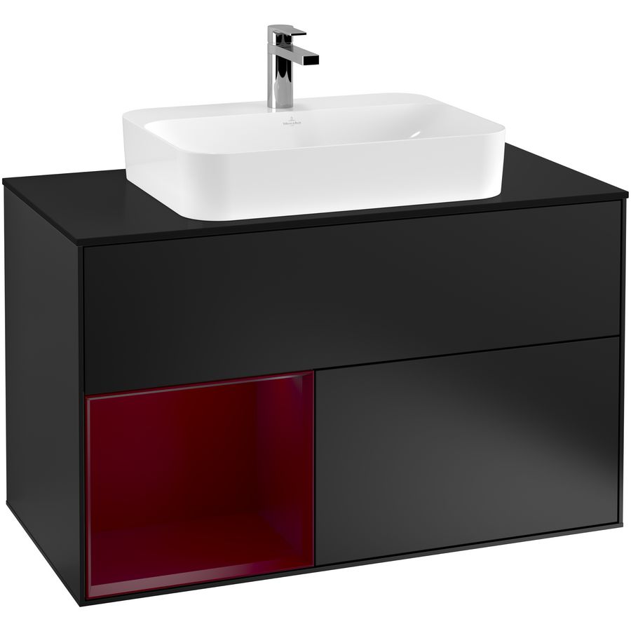 Wastafelonderkast Finion 1000x603x501mm Black Matt Lacquer G362HBPD