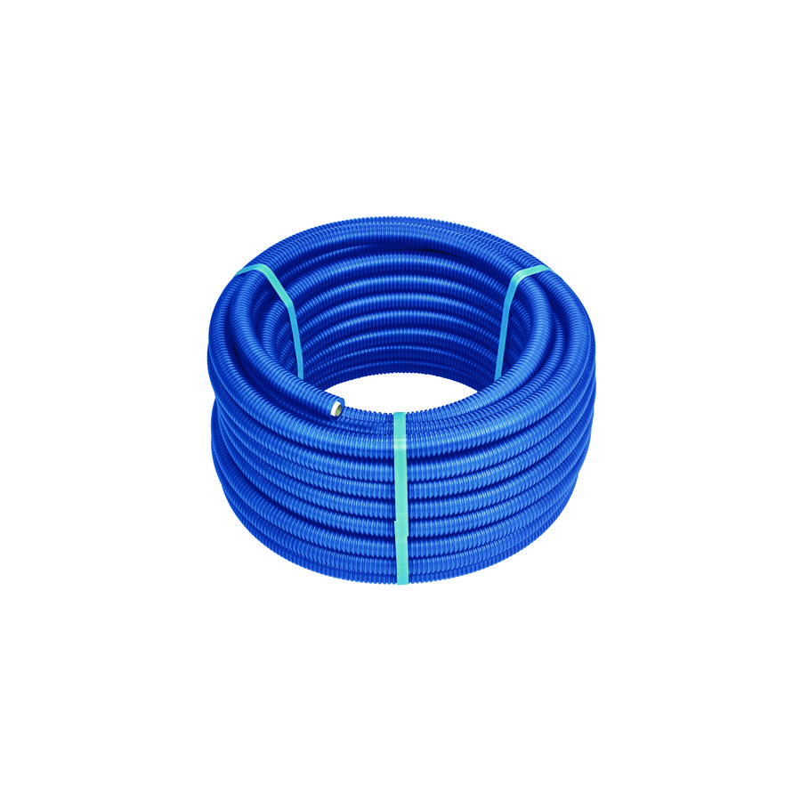 Rol a 25mtr. meerlagenbuis STANDARD alupex 16x2mm + mantelbuis blauw kleine kern 25cm